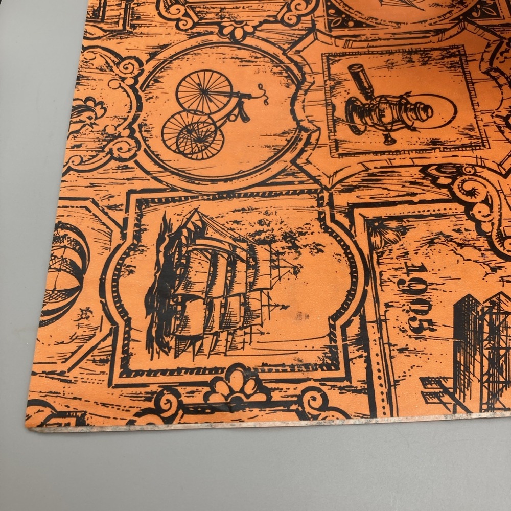 Vintage 1 Sheet 20"x30" Modes Of Transportation Gift Wrap Orange Black - Picture 7 of 9